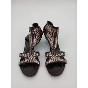 Sigerson Morrison Brown Woven Leather Wedge Sandals 9.5 Gladiator